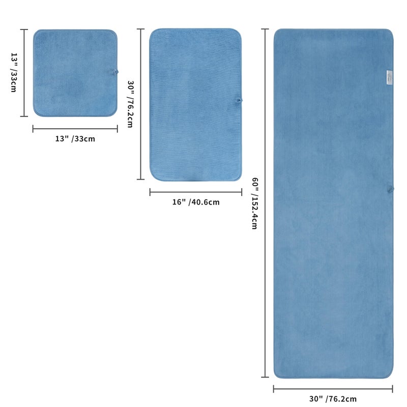 POLYTE Oversize, 60 x 30 in., Quick Dry Lint Free Microfiber Bath Towel Set, 6 Piece (Blue) - Image 2